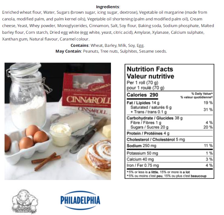 Cinnamon Roll Nutritional Facts